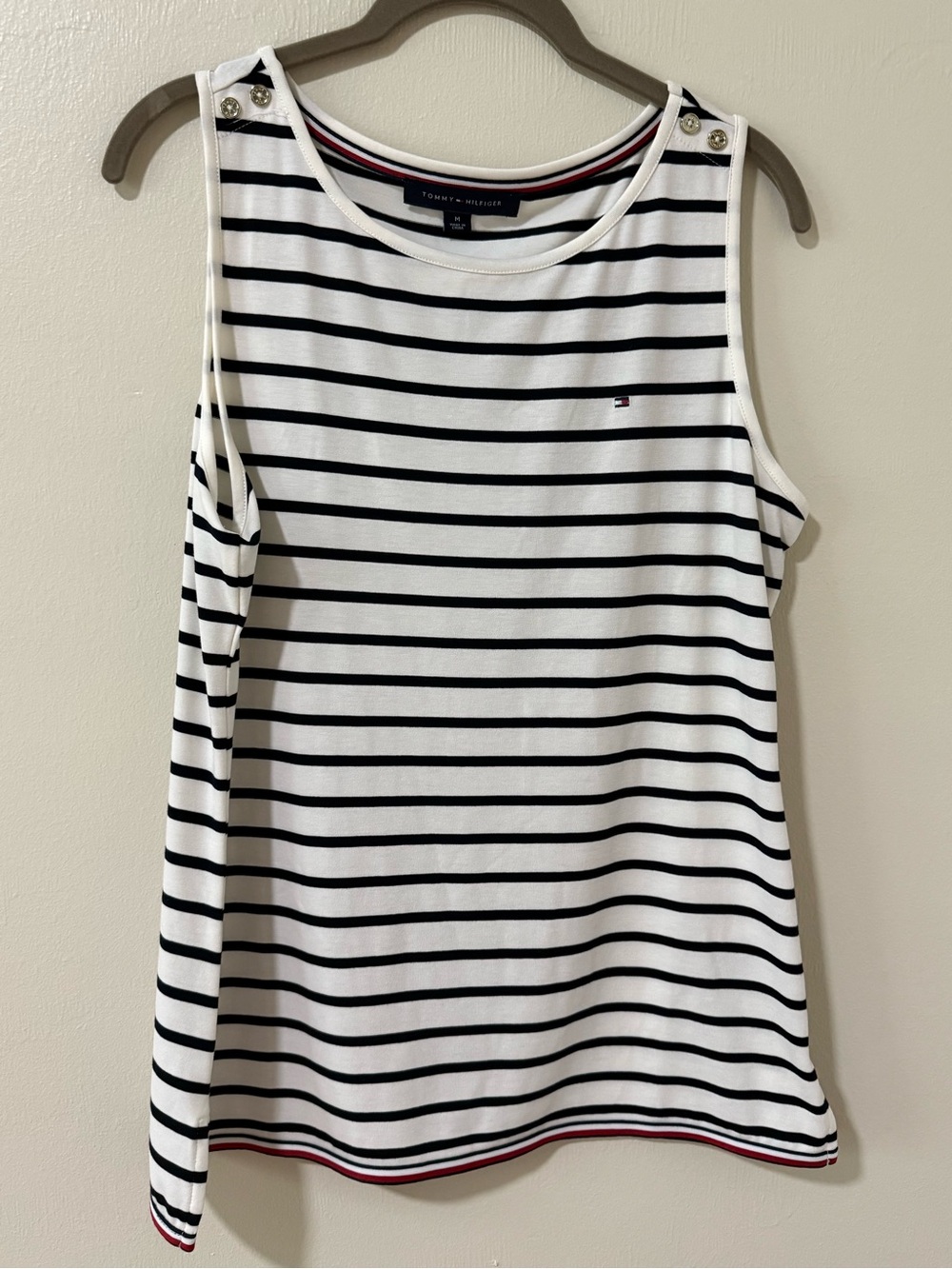 NWOT Tommy Hilfiger White & Black Striped Sleeveless Top